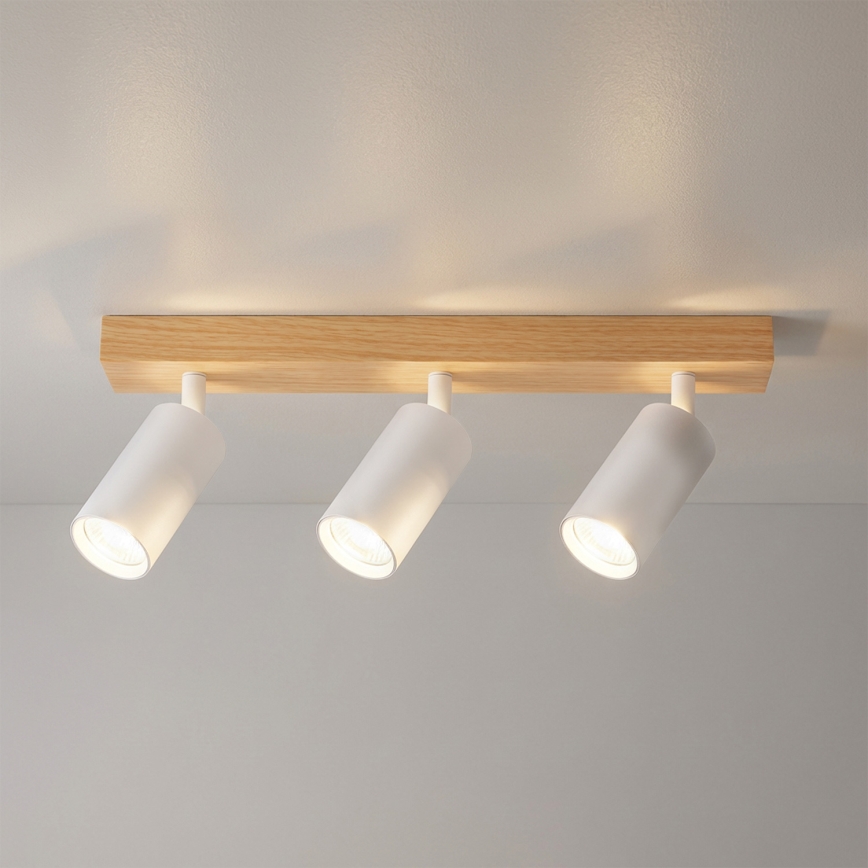 Brilagi - Faretto SELE 3xGU10/30W/230V bianco/effetto rovere