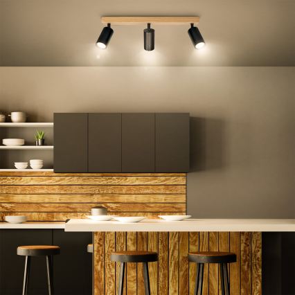 Brilagi - Faretto SELE 3xGU10/30W/230V nero/finitura rovere