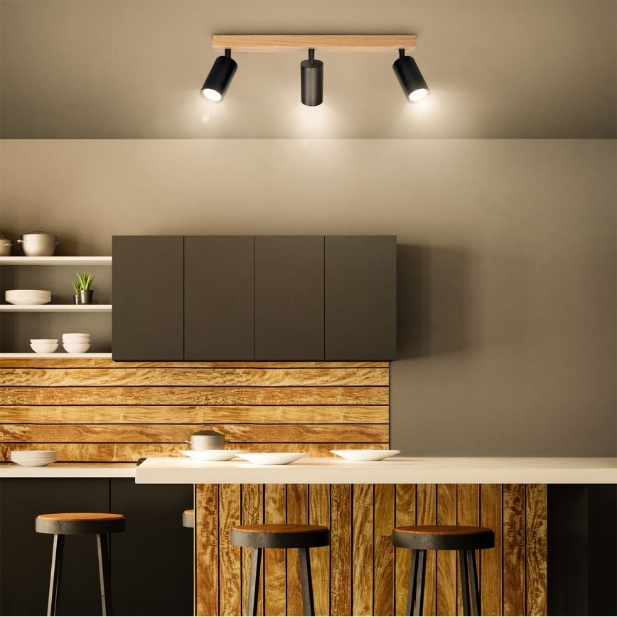 Brilagi - Faretto SELE 3xGU10/30W/230V nero/finitura rovere
