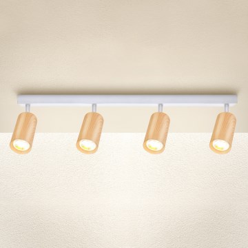 Brilagi - Faretto SELE 4xGU10/30W/230V bianco/decorazioni in rovere