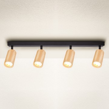 Brilagi - Faretto SELE 4xGU10/30W/230V nero/decorazioni in rovere