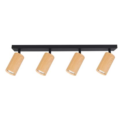 Brilagi - Faretto SELE 4xGU10/30W/230V nero/decorazioni in rovere