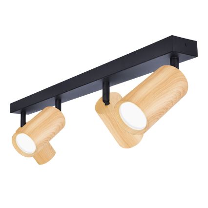Brilagi - Faretto SELE 4xGU10/30W/230V nero/decorazioni in rovere