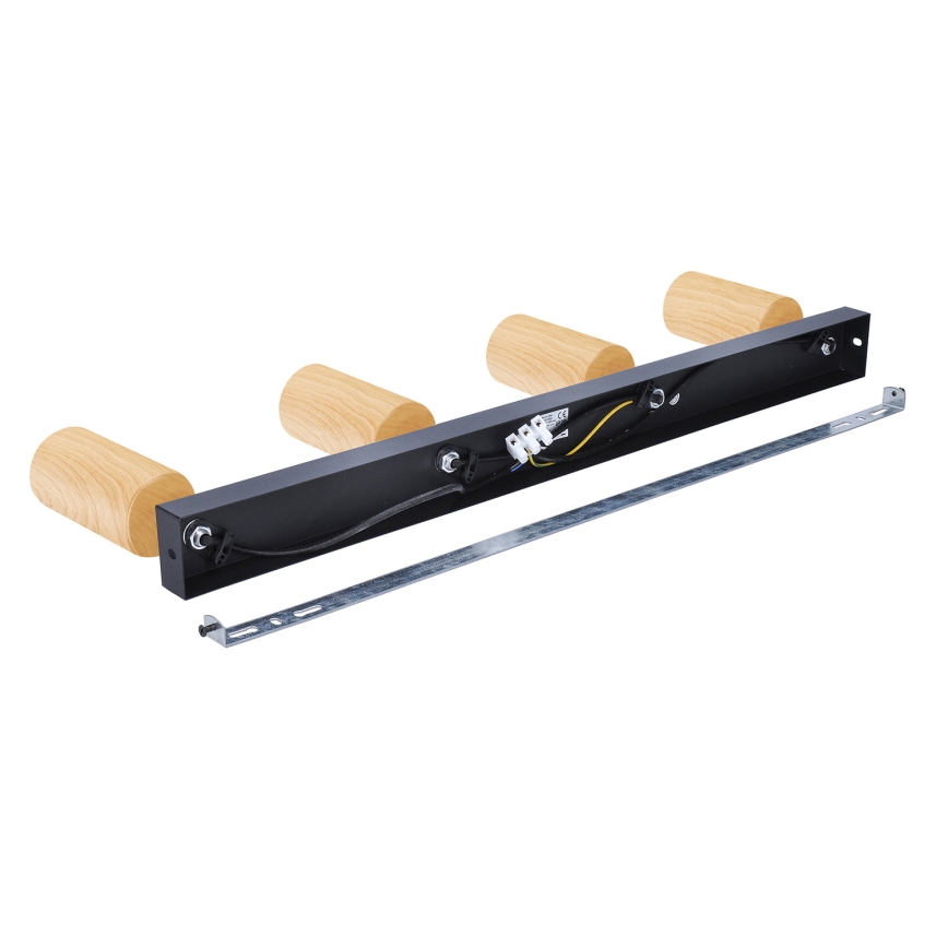 Brilagi - Faretto SELE 4xGU10/30W/230V nero/decorazioni in rovere