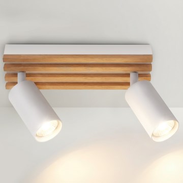 Brilagi - Faretto SELE WOOD 2xGU10/30W/230V bianco/legno