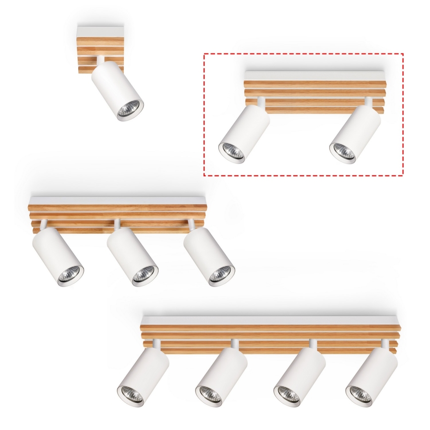 Brilagi - Faretto SELE WOOD 2xGU10/30W/230V bianco/legno