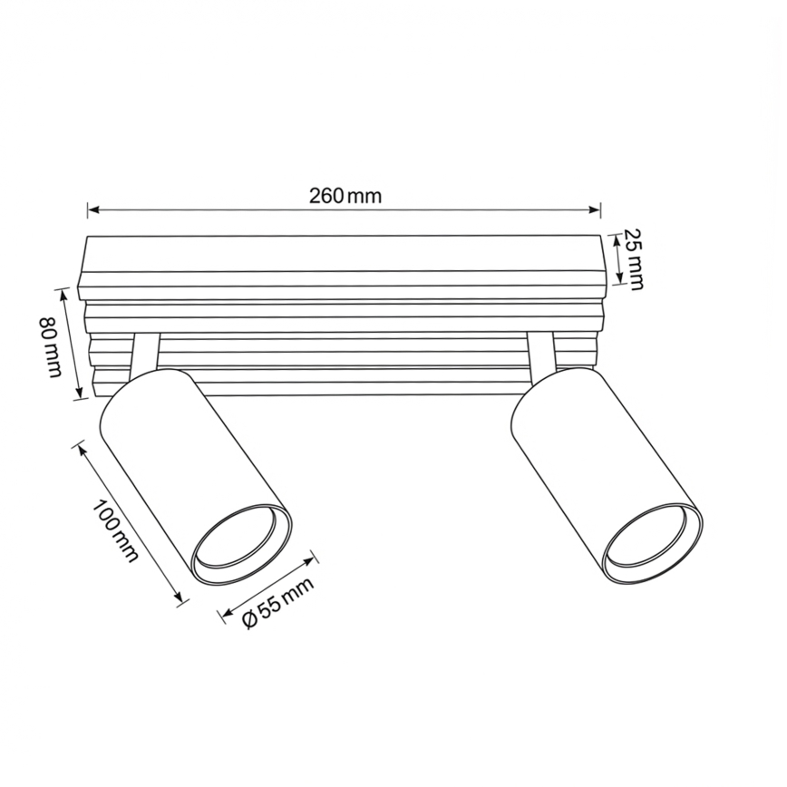 Brilagi - Faretto SELE WOOD 2xGU10/30W/230V nero/legno