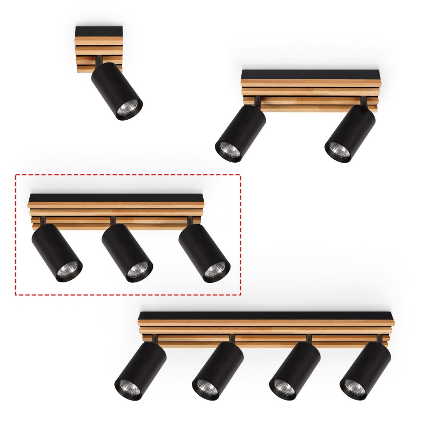 Brilagi - Faretto SELE WOOD 3xGU10/30W/230V nero/legno