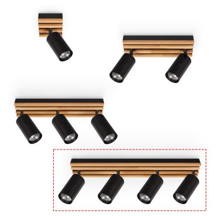 Brilagi - Faretto SELE WOOD 4xGU10/30W/230V nero/legno