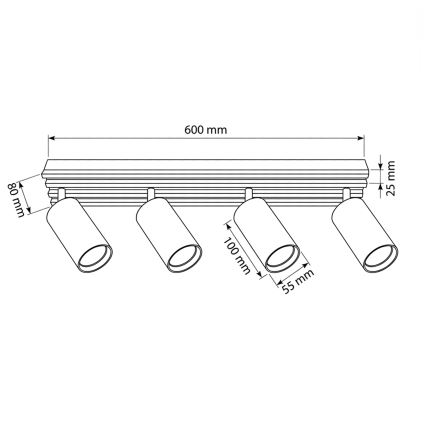 Brilagi - Faretto SELE WOOD 4xGU10/30W/230V nero/legno