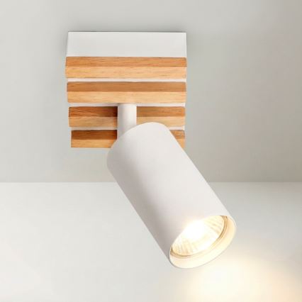 Brilagi - Faretto SELE WOOD ACOUSTIC 1xGU10/30W/230V bianco/legno