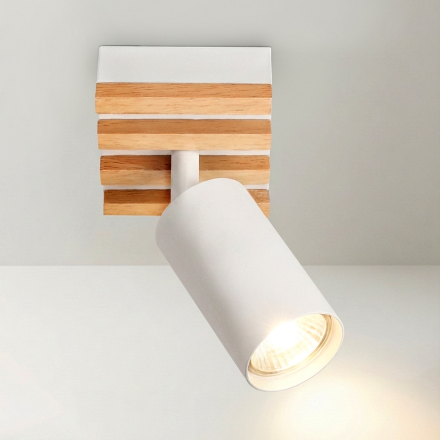 Brilagi - Faretto SELE WOOD ACOUSTIC 1xGU10/30W/230V bianco/legno