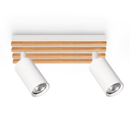 Brilagi - Faretto SELE WOOD ACOUSTIC 2xGU10/30W/230V bianco/legno