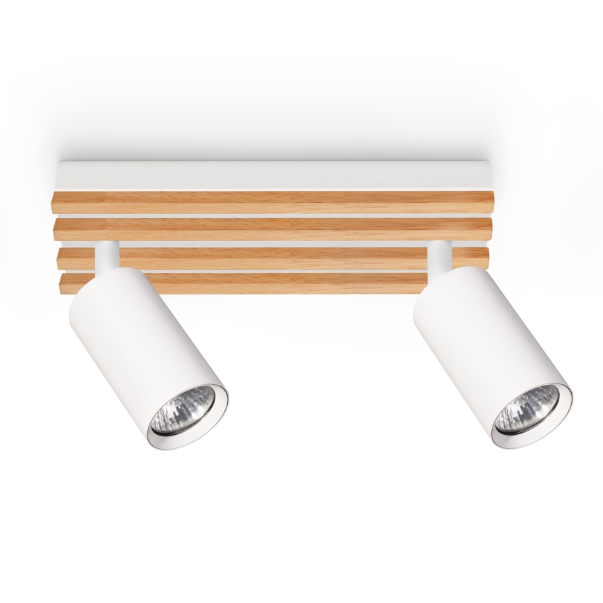 Brilagi - Faretto SELE WOOD ACOUSTIC 2xGU10/30W/230V bianco/legno