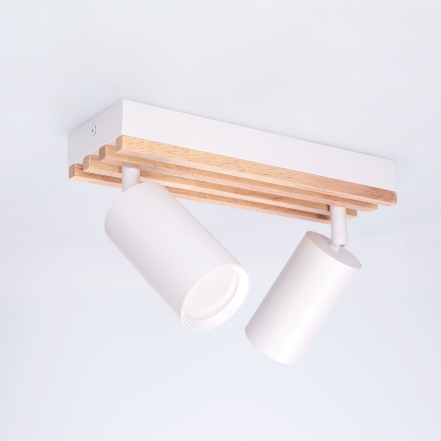 Brilagi - Faretto SELE WOOD ACOUSTIC 2xGU10/30W/230V bianco/legno