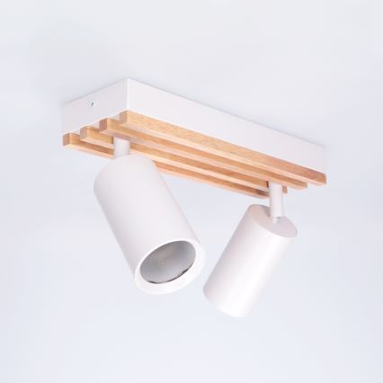 Brilagi - Faretto SELE WOOD ACOUSTIC 2xGU10/30W/230V bianco/legno
