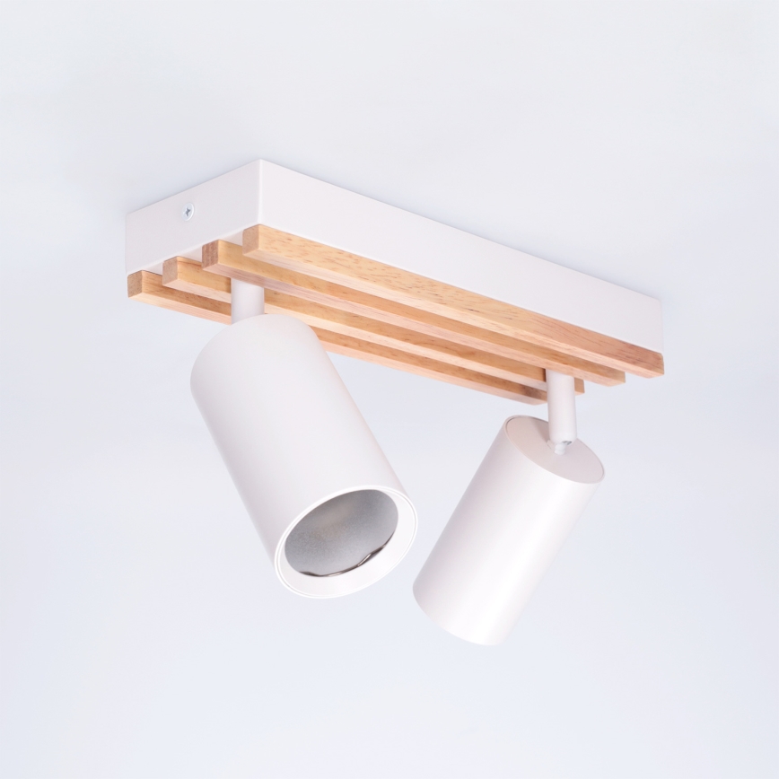Brilagi - Faretto SELE WOOD ACOUSTIC 2xGU10/30W/230V bianco/legno