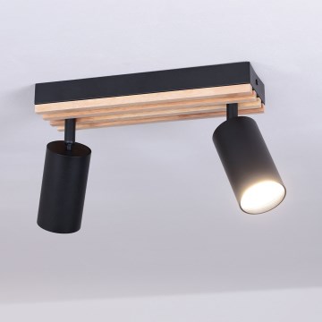 Brilagi - Faretto SELE WOOD ACOUSTIC 2xGU10/30W/230V nero/legno