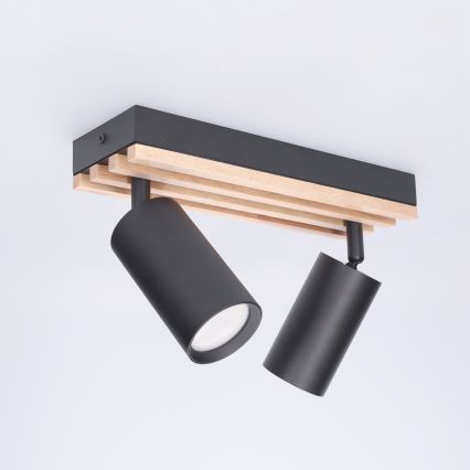 Brilagi - Faretto SELE WOOD ACOUSTIC 2xGU10/30W/230V nero/legno