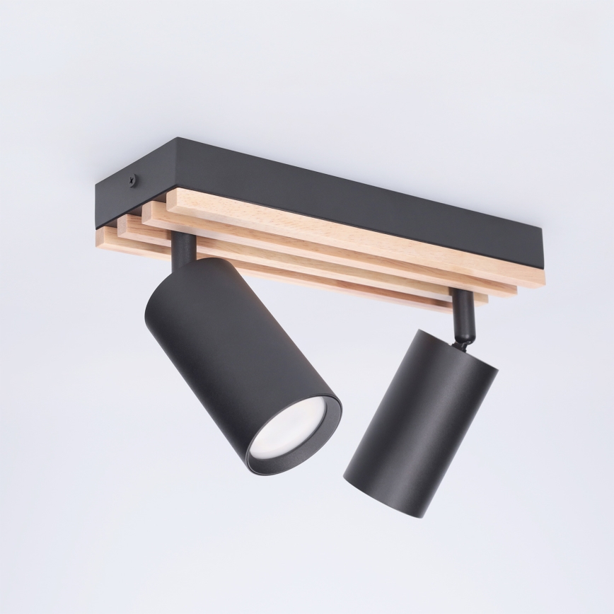 Brilagi - Faretto SELE WOOD ACOUSTIC 2xGU10/30W/230V nero/legno