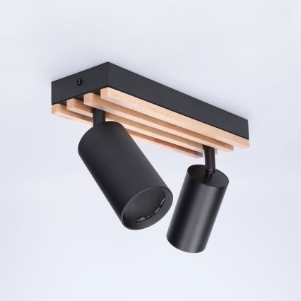 Brilagi - Faretto SELE WOOD ACOUSTIC 2xGU10/30W/230V nero/legno
