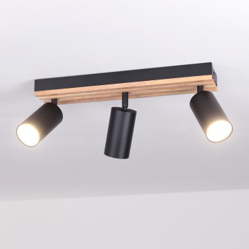 Brilagi - Faretto SELE WOOD ACOUSTIC 3xGU10/30W/230V nero/legno