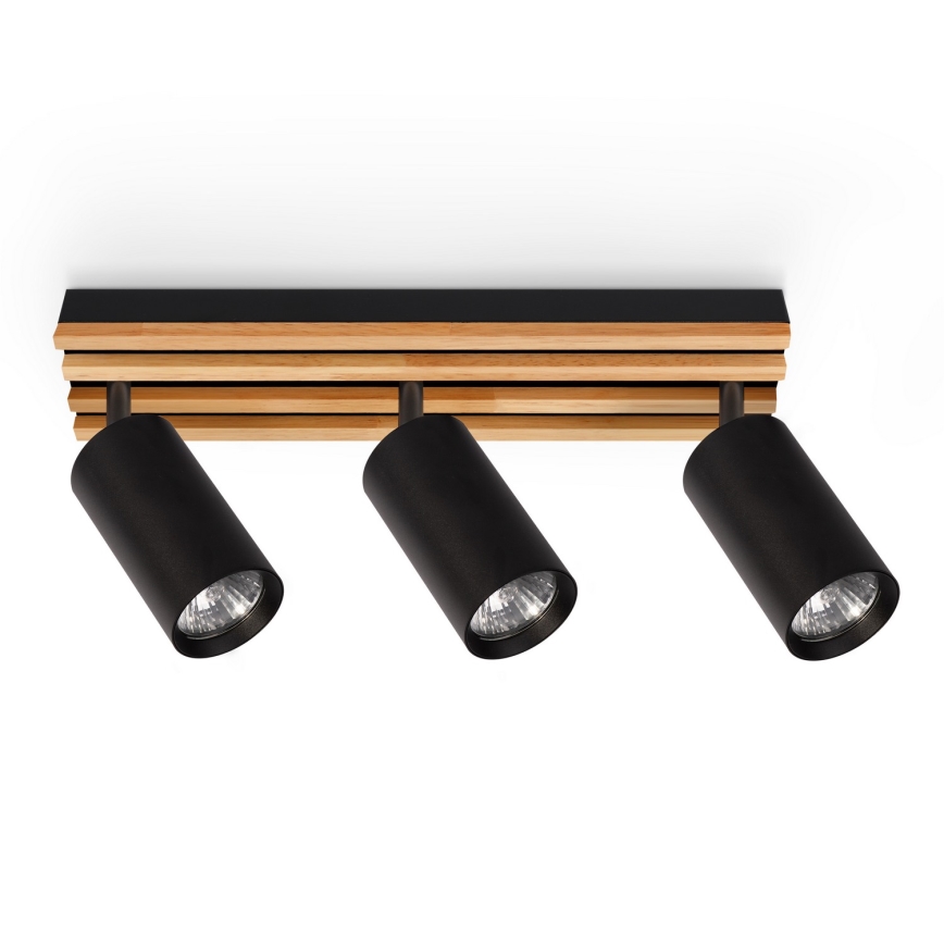 Brilagi - Faretto SELE WOOD ACOUSTIC 3xGU10/30W/230V nero/legno