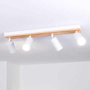 Brilagi - Faretto SELE WOOD ACOUSTIC 4xGU10/30W/230V bianco/legno