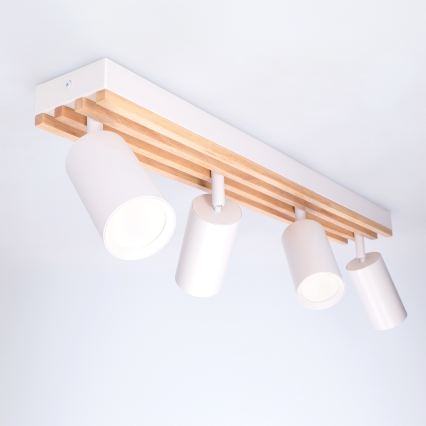 Brilagi - Faretto SELE WOOD ACOUSTIC 4xGU10/30W/230V bianco/legno