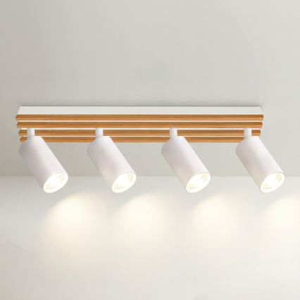 Brilagi - Faretto SELE WOOD ACOUSTIC 4xGU10/30W/230V bianco/legno