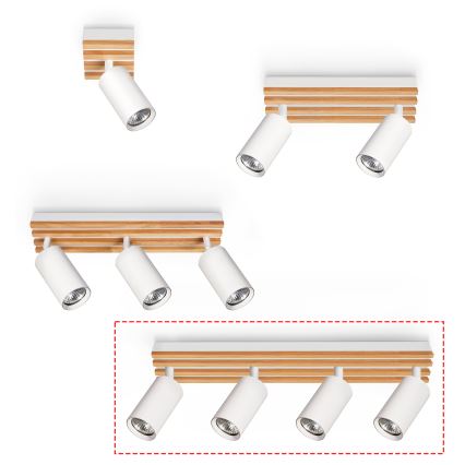 Brilagi - Faretto SELE WOOD ACOUSTIC 4xGU10/30W/230V bianco/legno