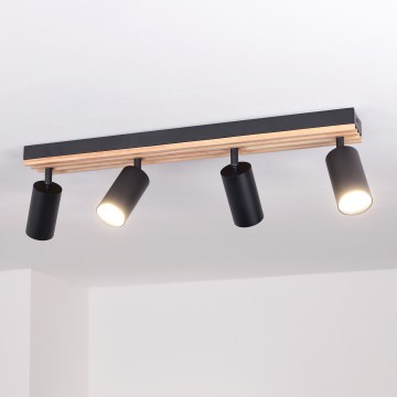 Brilagi - Faretto SELE WOOD ACOUSTIC 4xGU10/30W/230V nero/legno
