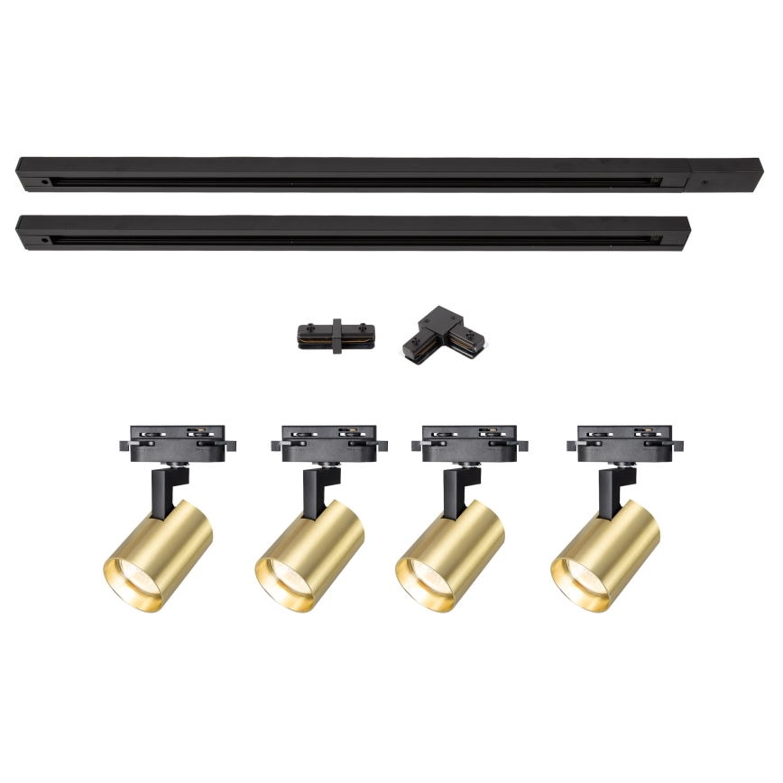 Brilagi - Faretto su binario HUSKY 4xGU10/10W/230V nero/oro