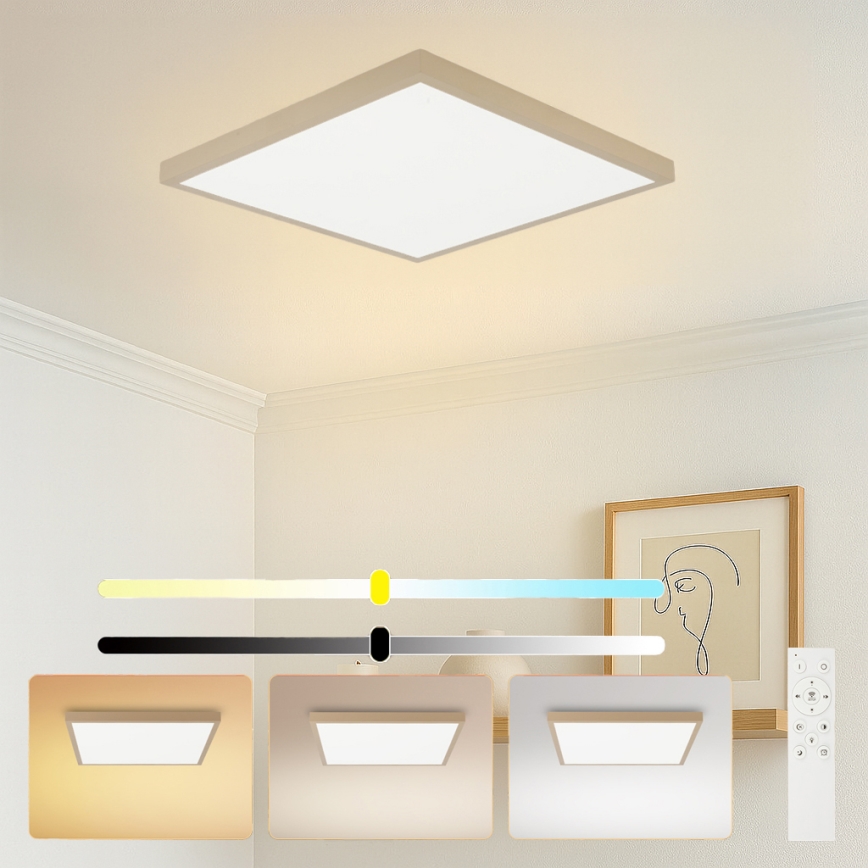 Brilagi - FRAME SMART Lampada da soffitto LED dimmerabile per bagno 50W/230V 60x60 cm 3000-6000K IP44 Beige + Telecomando