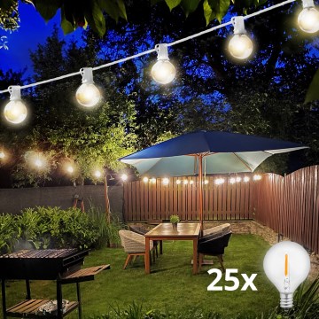 Brilagi - Ghirlanda LED decorativa da esterno 25xE12/0,6W/24V 20m cavo bianco IP44 luce bianco caldo