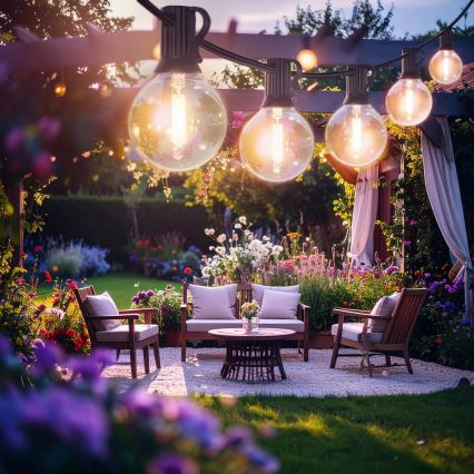 Brilagi - Ghirlanda decorativa LED per esterni GIRLANDA 18x E12/0,6W/230V, 13 m, nera, IP44, bianco caldo