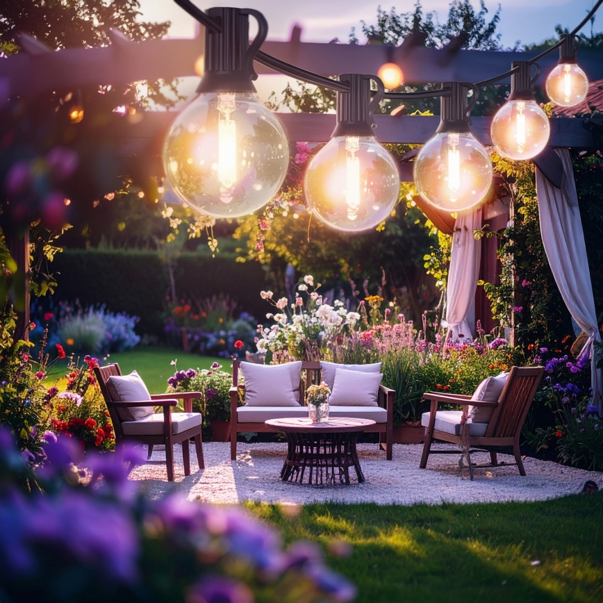 Brilagi - Ghirlanda decorativa LED per esterni GIRLANDA 18x E12/0,6W/230V, 13 m, nera, IP44, bianco caldo