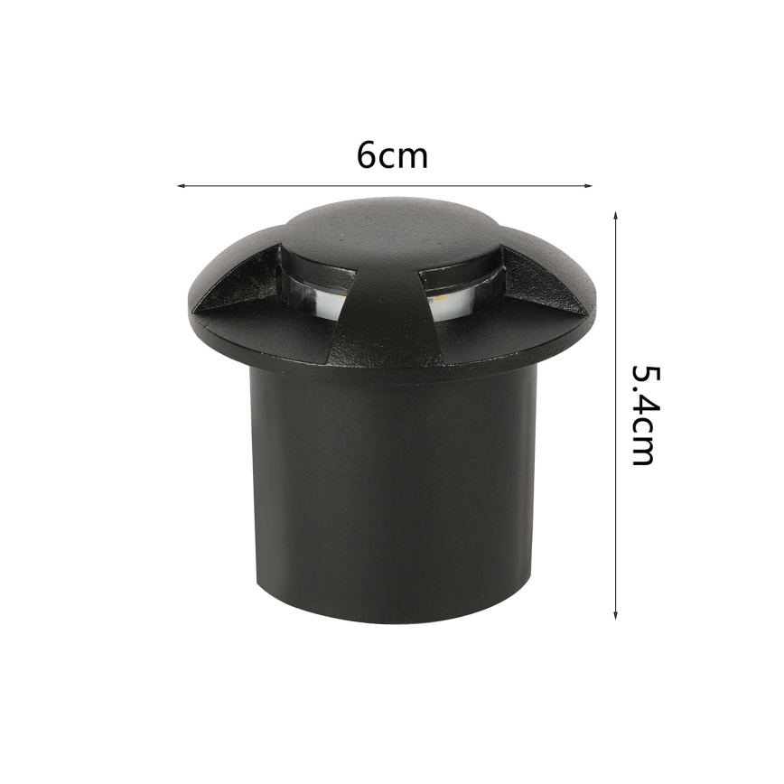 Brilagi - GROUNDRAY Luce LED da esterno incassabile nel terreno, 1W, 230V, nera, IP67
