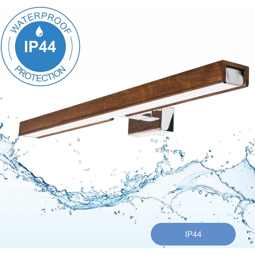 Brilagi - Illuminazione a LED per specchi da bagno WOODY MIRROR LED/12W/230V 60 cm IP44 quercia ciliegio/cromo lucido