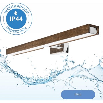 Brilagi - Illuminazione a LED per specchi da bagno WOODY MIRROR LED/12W/230V 60 cm IP44 quercia/cromo lucido