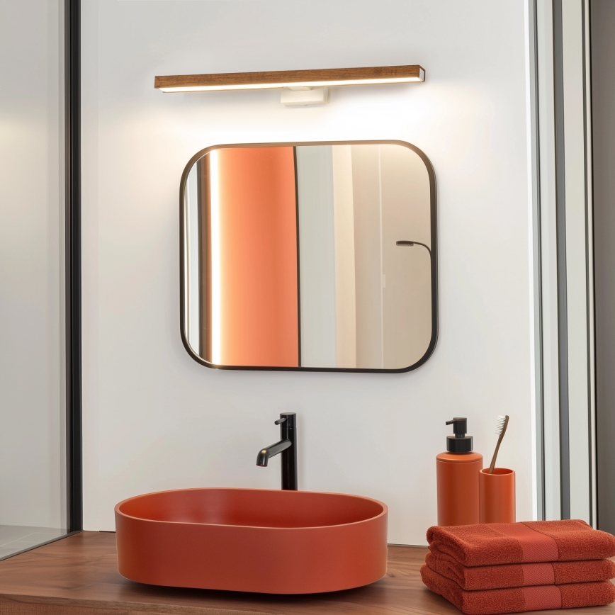 Brilagi - Illuminazione a LED per specchi da bagno WOODY MIRROR LED/12W/230V 60 cm IP44 quercia ciliegio/bianco