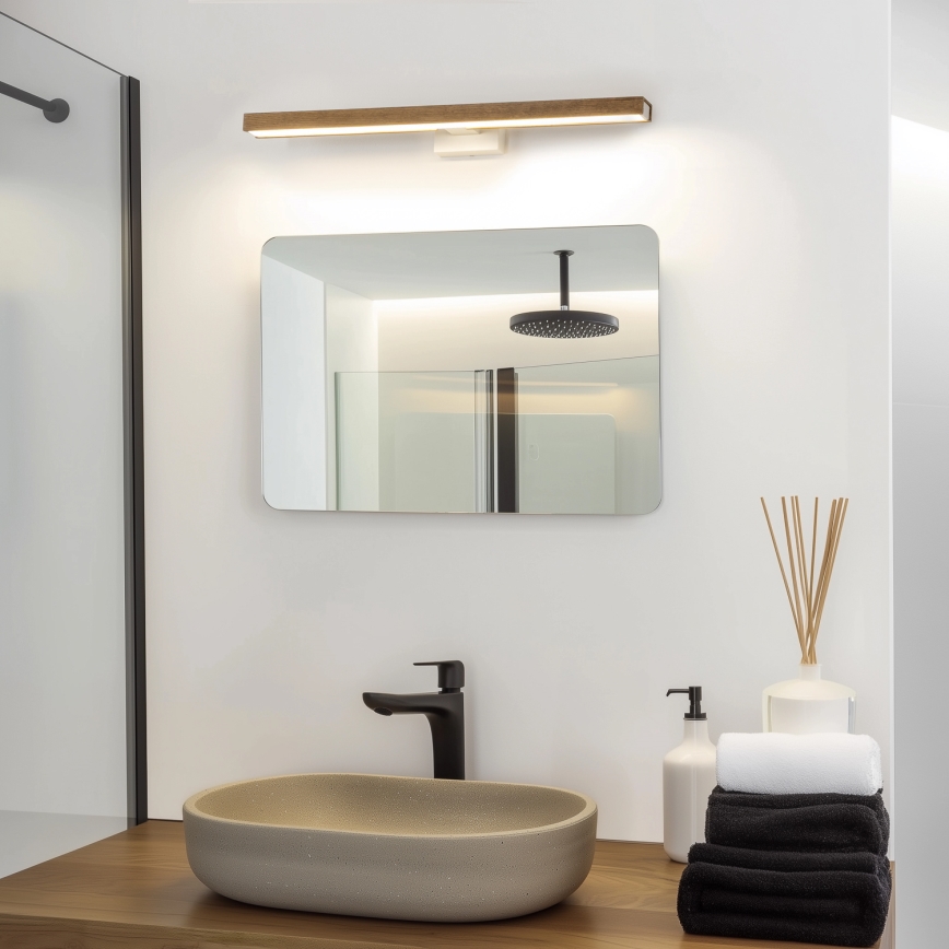 Brilagi - Illuminazione a LED per specchi da bagno WOODY MIRROR LED/12W/230V 60 cm IP44 quercia noce/bianco