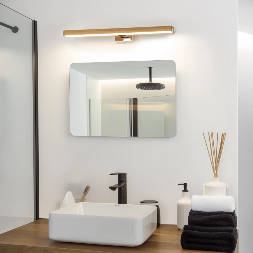 Brilagi - Illuminazione a LED per specchi da bagno WOODY MIRROR LED/12W/230V 60 cm IP44 quercia/cromo lucido