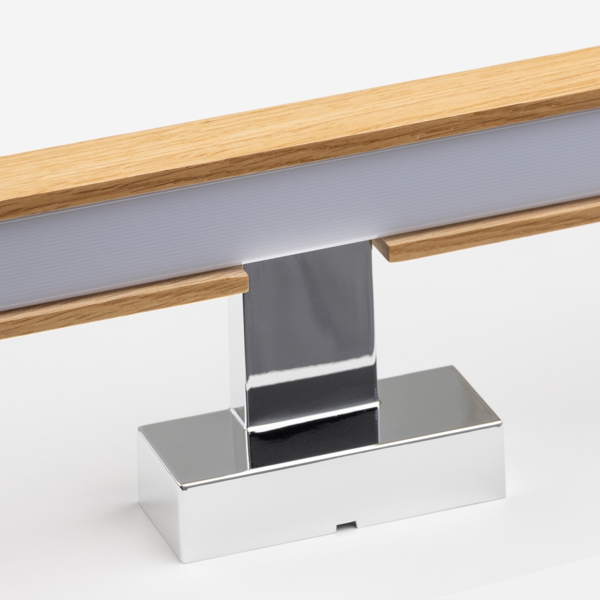 Brilagi - Illuminazione a LED per specchi da bagno WOODY MIRROR LED/12W/230V 60 cm IP44 quercia/cromo lucido