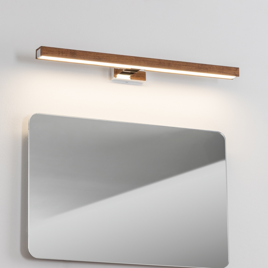 Brilagi - Illuminazione a LED per specchi da bagno WOODY MIRROR LED/12W/230V 60 cm IP44 quercia ciliegio/cromo lucido