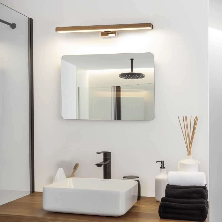 Brilagi - Illuminazione a LED per specchi da bagno WOODY MIRROR LED/12W/230V 60 cm IP44 quercia noce/cromo lucido