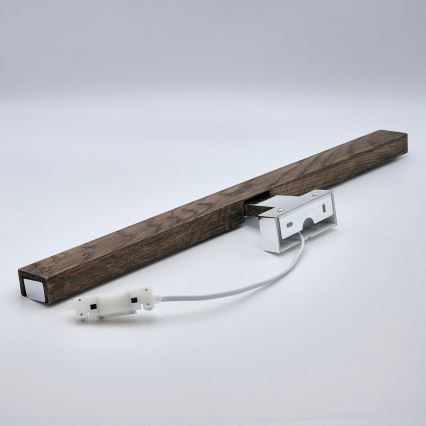 Brilagi - Illuminazione a LED per specchi da bagno WOODY MIRROR LED/12W/230V 60 cm IP44 quercia noce/cromo lucido