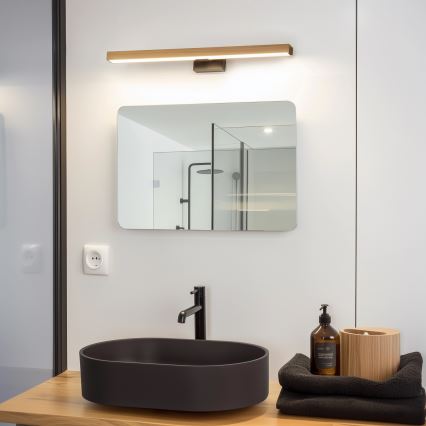 Brilagi - Illuminazione a LED per specchi da bagno WOODY MIRROR LED/12W/230V 60 cm IP44 quercia/nero
