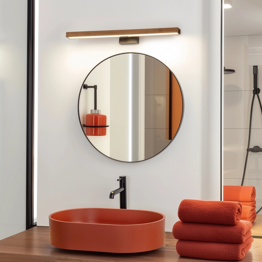 Brilagi - Illuminazione a LED per specchi da bagno WOODY MIRROR LED/12W/230V 60 cm IP44 quercia ciliegio/nero