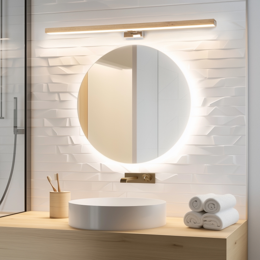 Brilagi - Illuminazione a LED per specchi da bagno WOODY MIRROR LED/15W/230V 90 cm IP44 quercia/bianco